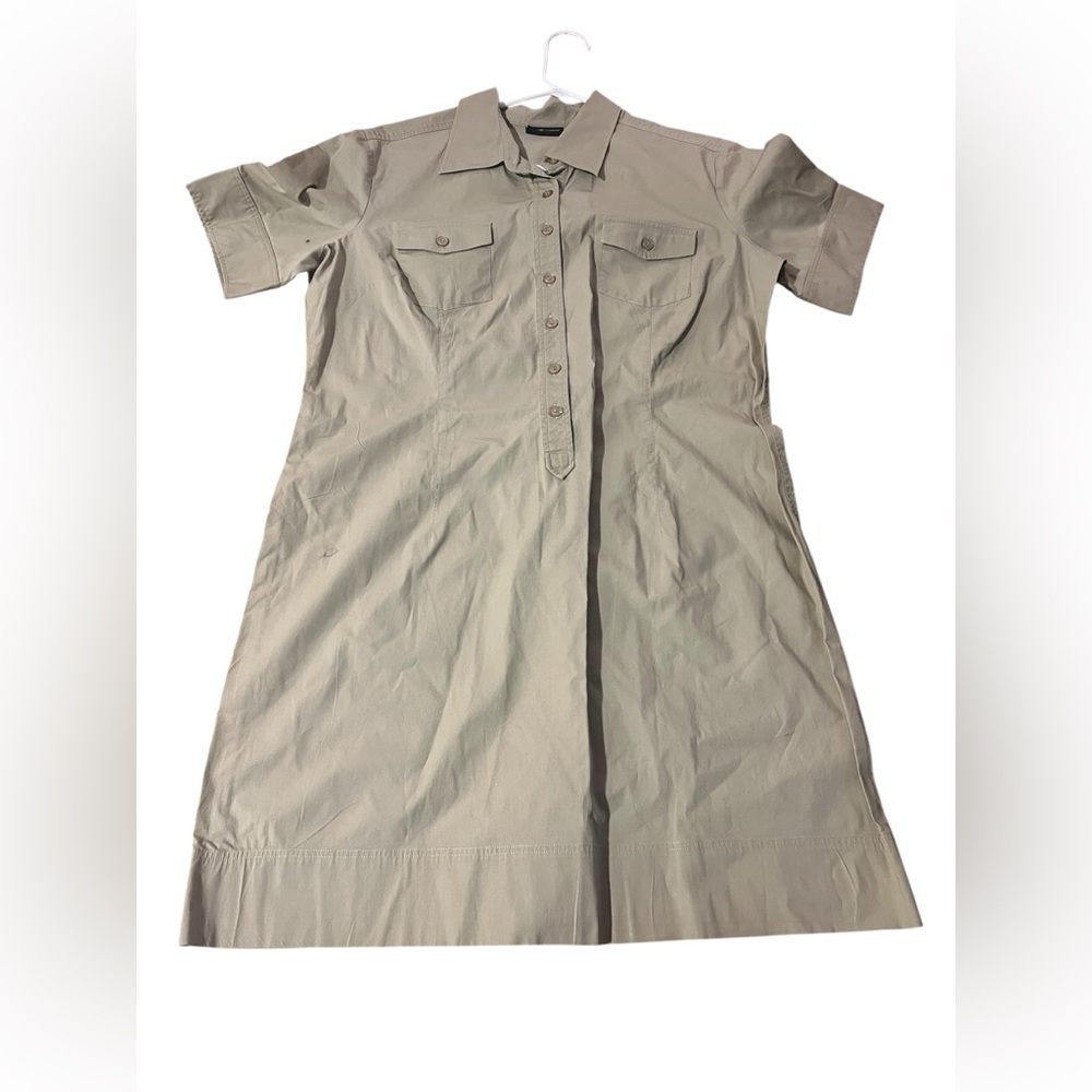 New York & Company Tan Buttoned Midi Dress